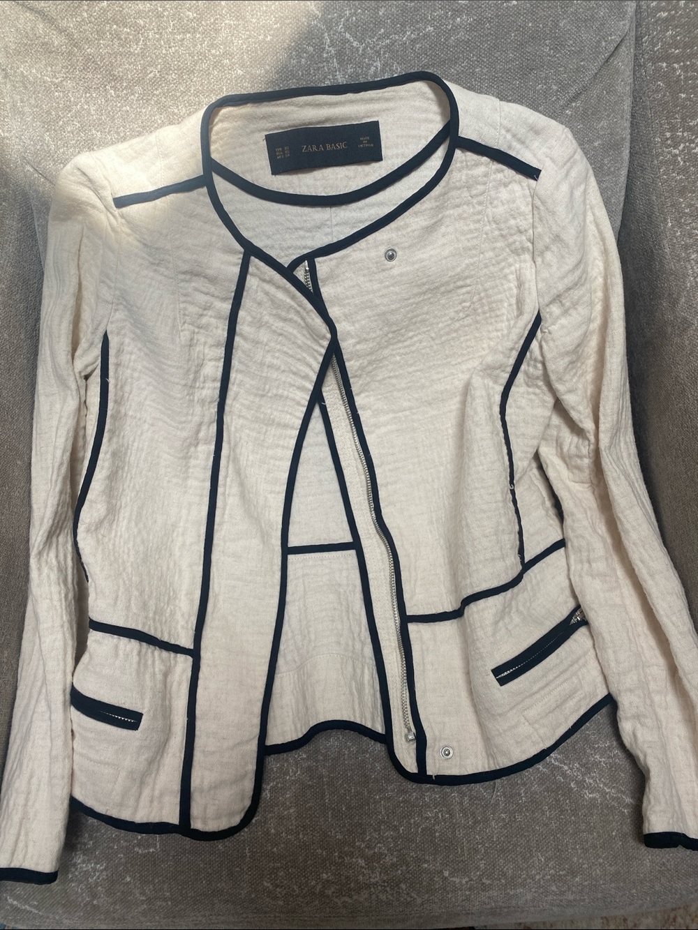 Zara Cream Jacket with Black Piping